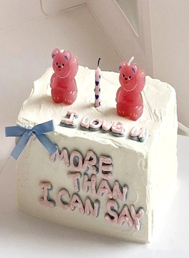 Aprildecember 3D Pink Bear Birthday Candles Cake Toppers, Cute Bear Candles for Birthday Baby Shower Valentine's Day Christmas Anniversary Party, 2 PCS - Image 4